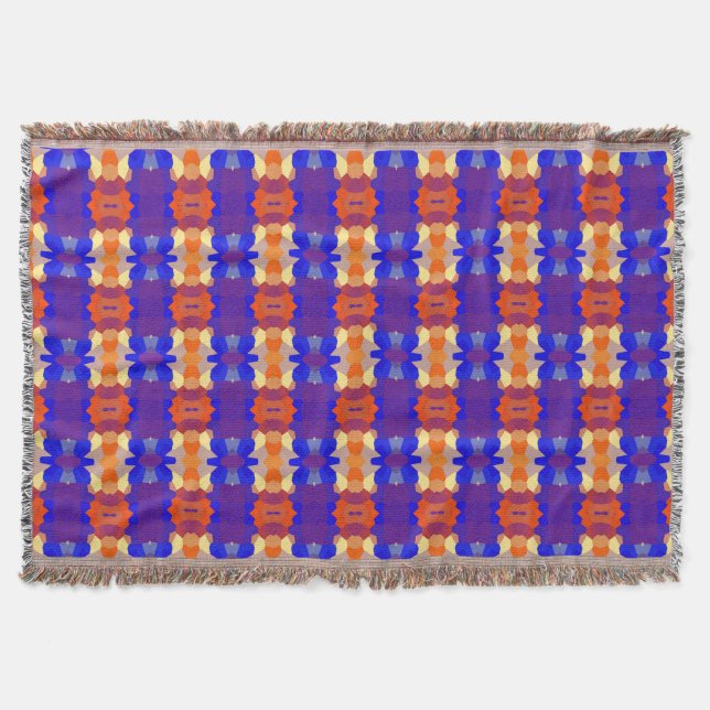 Blue Orange Yellow Red Throw Blanket (Front)