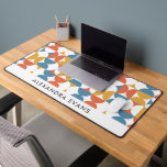 Blue Orange Yellow Retro Print MONOGRAM Desk Mat<br><div class="desc">Elevate your professional style with our mid-century modern retro desk mat featuring a captivating seventies or sixties vintage pattern. The suite showcases a unique design with half circle and scallop shapes in vibrant shades of blue, orange, and yellow. Personalise your workspace by adding your name to the designated line, creating...</div>