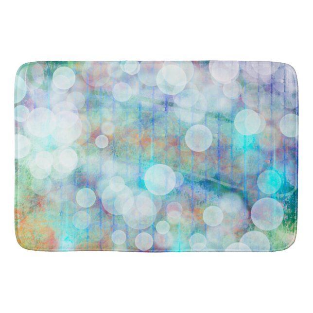Blue, Orange, Yellow, White Abstract Art    Bath Mat (Front)