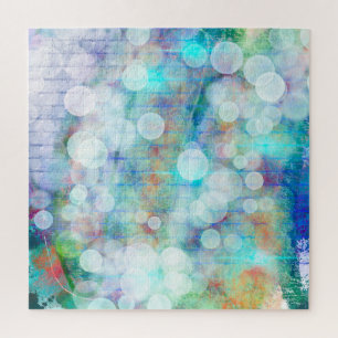 Blue, Orange, Yellow, White Abstract Art Jigsaw Puzzle