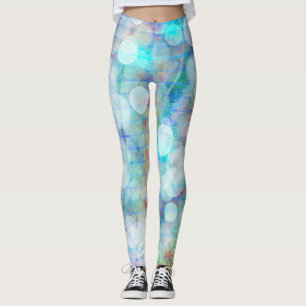 Blue, Orange, Yellow, White Abstract Art  Leggings