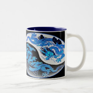 Blue & Orange Yin-Yang Dragons Coffee Mug