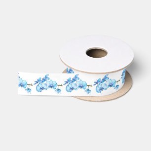 Blue Orchid Botanical Art Satin Ribbon