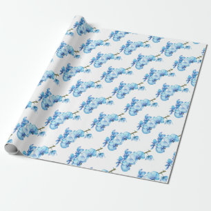 Blue Orchid Botanical Art Wrapping Paper