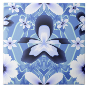 Blue Orchid Elegant Flower Ceramic Tile