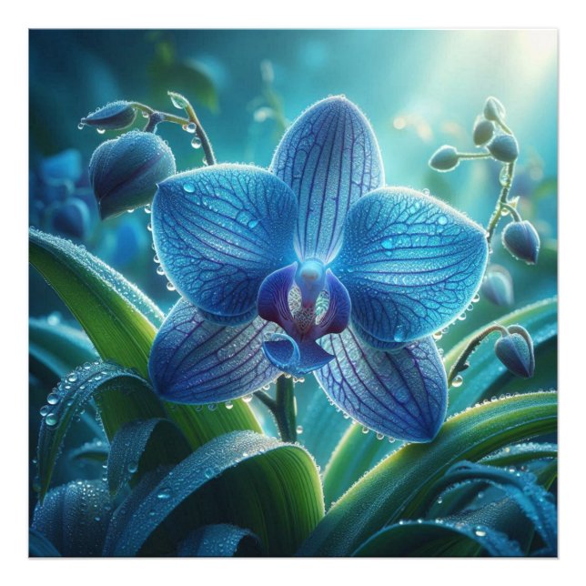 Blue Orchid Floral  Photo Print (Front)