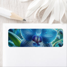 Blue Orchid Floral Return Address Label