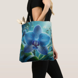 Blue Orchid Floral Tote Bag