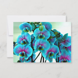 Blue Orchid Flower Bouquet Thank You Card