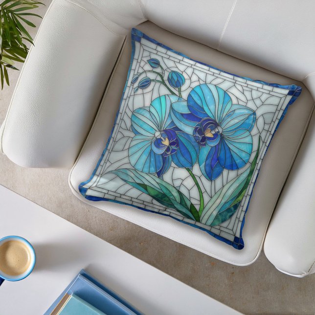 Blue Orchid Flower Mosaic Cushion (Creator Uploaded)