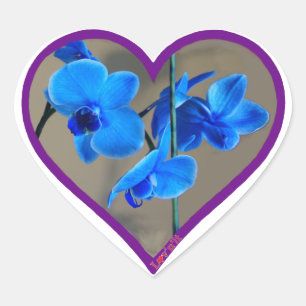 blue orchid heart sticker