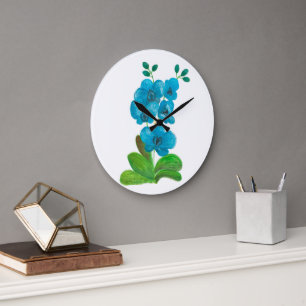 Blue orchid large clock