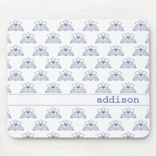 Blue Orchid Pattern Mouse Pad
