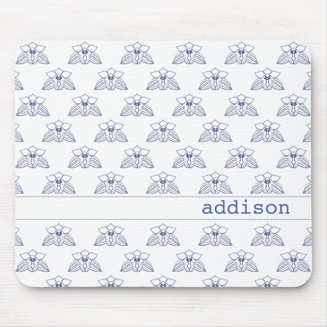 Blue Orchid Pattern Mouse Pad (Front)
