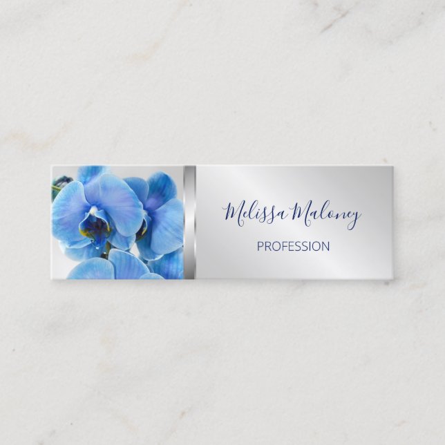Blue Orchid Silver Mini Business Card (Front)