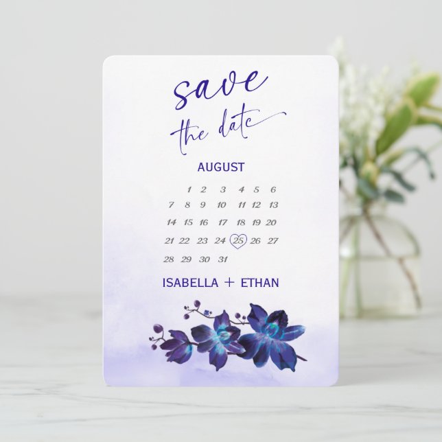 Blue Orchid  Turquoise  Save the Date Card Ideas (Standing Front)