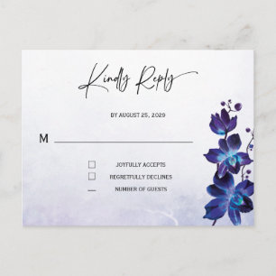 Blue Orchid Wedding RSVP Card Minimalist Printab