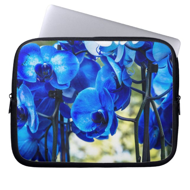 Blue orchids laptop sleeve (Front)