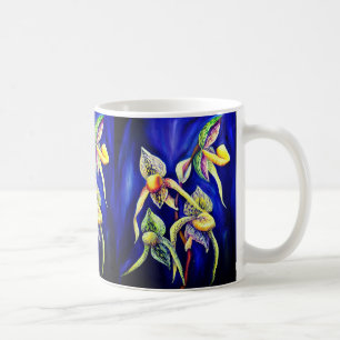 Blue orchids painting coffee mug