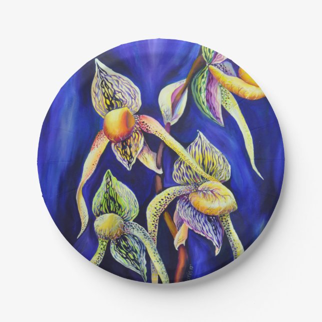 Blue orchids  painting paper plate (Front)