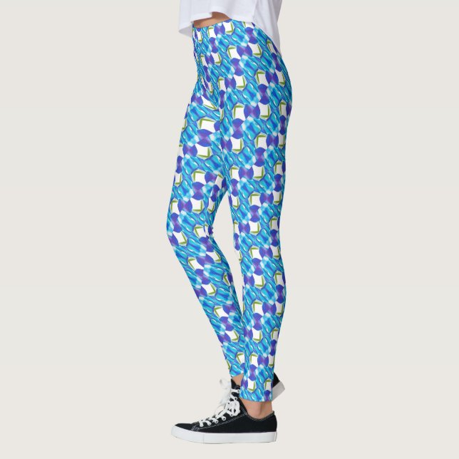Blue orchids pattern leggings (Left)