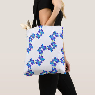 Blue orchids pattern tote bag