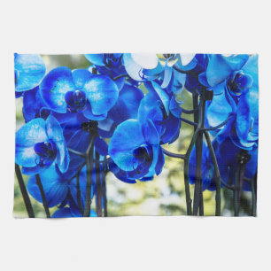 Blue orchids tea towel
