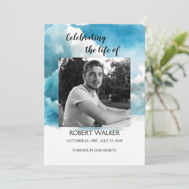 Blue Order of Service Life Celebration Program (Standing Front)