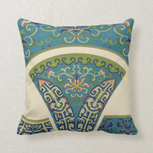 Blue Oriental Designs with Smiling Faces Cushion