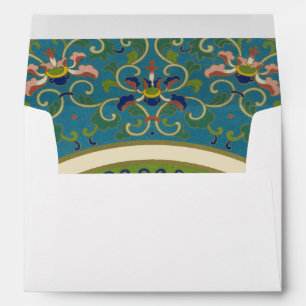 Blue Oriental Designs with Smiling Faces Envelope