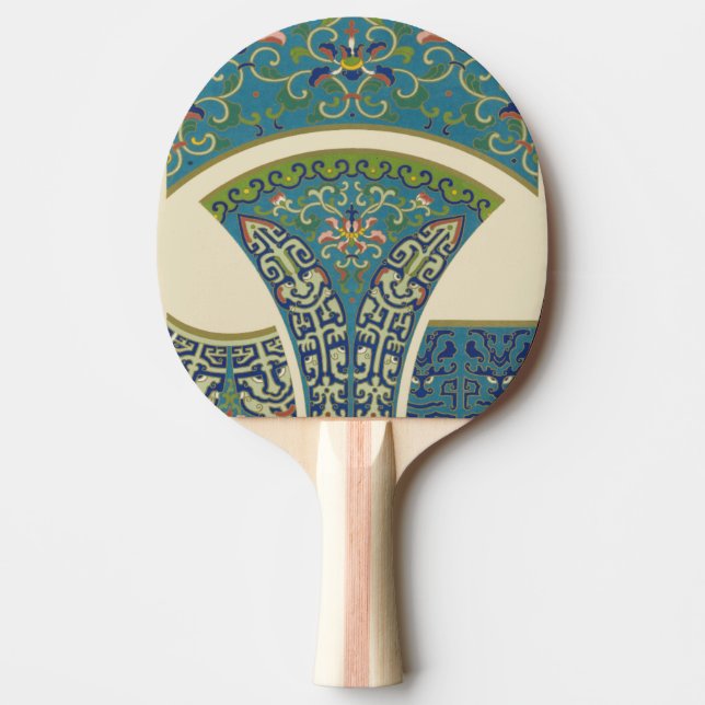 Blue Oriental Designs with Smiling Faces Ping Pong Paddle (Front)