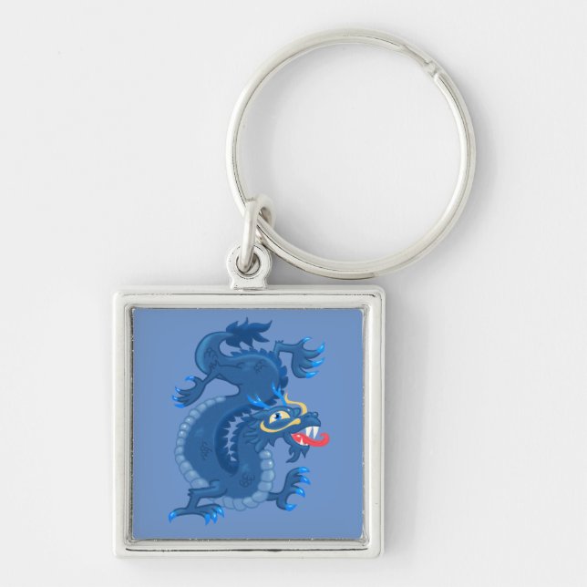 Blue, Oriental Dragon Key Ring (Front)