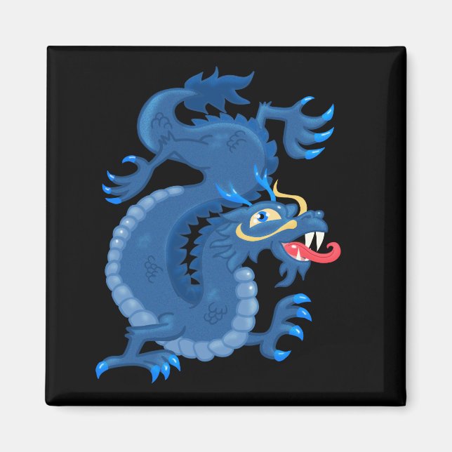 Blue, Oriental Dragon Magnet (Front)
