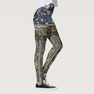 Blue Oriental Floral Shortie Leggings