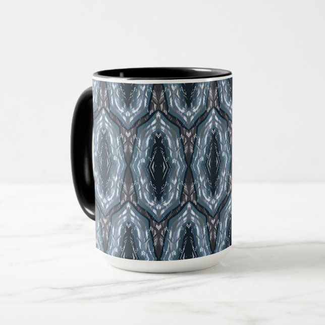 Blue Oriental Geometric ornament Mug (Front Left)
