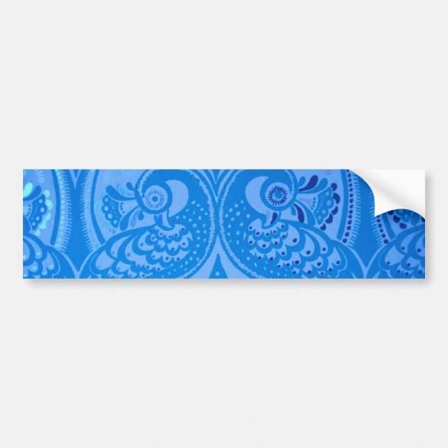 Blue Oriental Peacock Birds Bumper Sticker (Front)