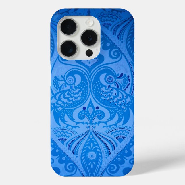 Blue Oriental Peacock Birds Case-Mate iPhone Case (Back)