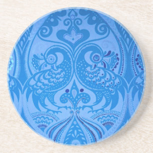 Blue Oriental Peacock Birds Coaster