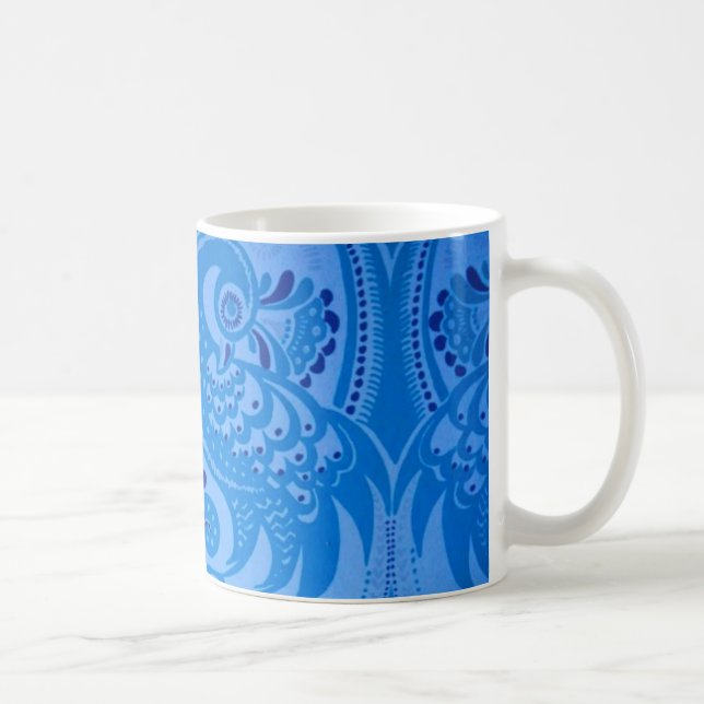Blue Oriental Peacock Birds Coffee Mug (Right)