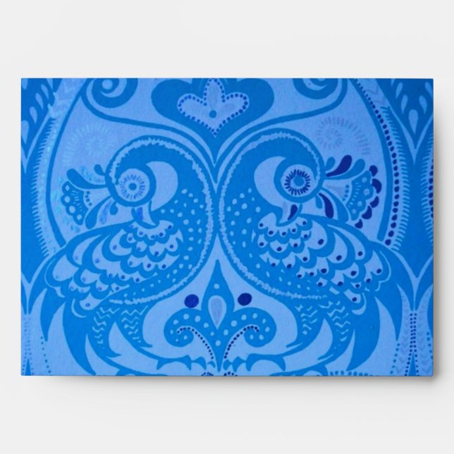Blue Oriental Peacock Birds Envelope (Front)