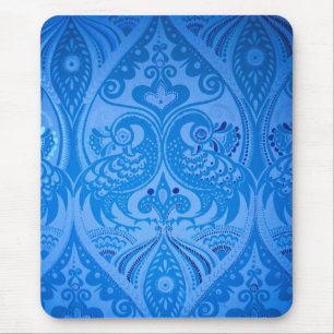 Blue Oriental Peacock Birds Mouse Pad