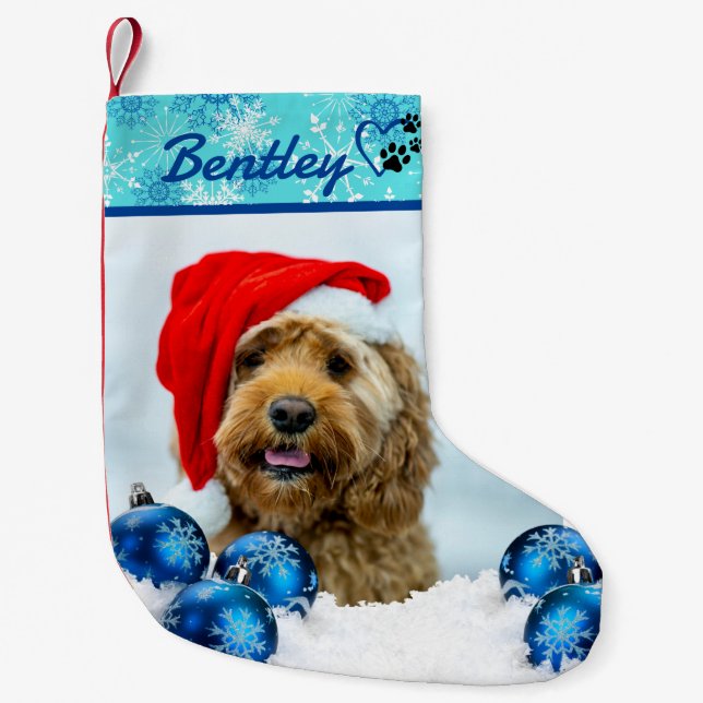 Blue Ornament Pet Christmas Stocking (Front)
