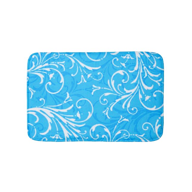 Blue Ornamental Bath Mat (Front)