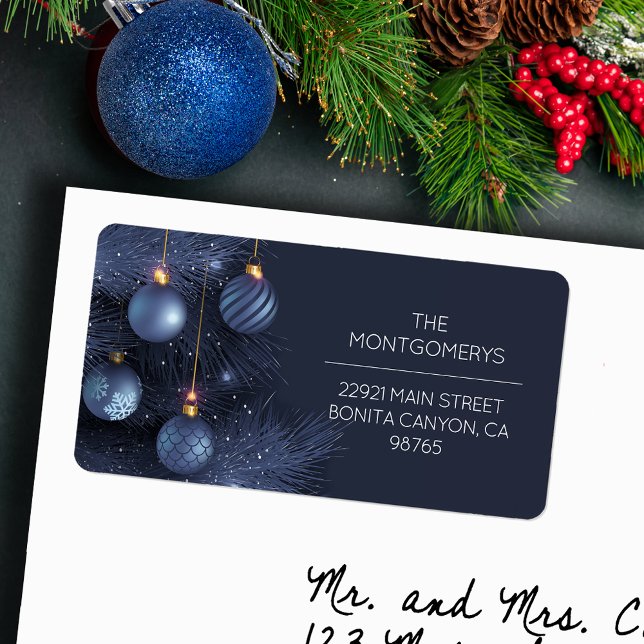 Blue Ornaments Return Address Label (Creator Uploaded)