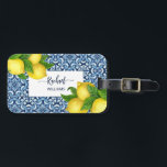 Blue ornate Amalfi Italian tiles and lemons  Luggage Tag<br><div class="desc">Blue ornate Amalfi Italian tiles and lemons with a name luggage tags. Can be a personalised gift for any occasion as a wedding,  anniversary,  new house,  or a birthday party.</div>