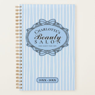 Blue Ornate Bow Frame Beauty Salon Appointment Planner
