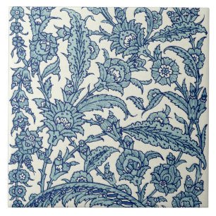 Blue Ornate Floral Arabic Pattern Ceramic Tile