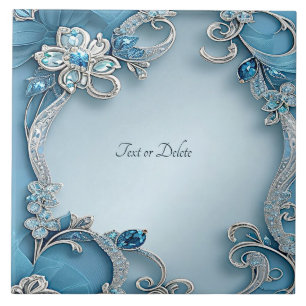 Blue Ornate Floral Ceramic Tile