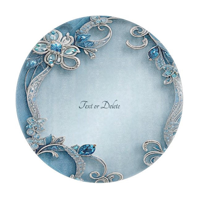 Blue Ornate Floral Cutting Board (Front)