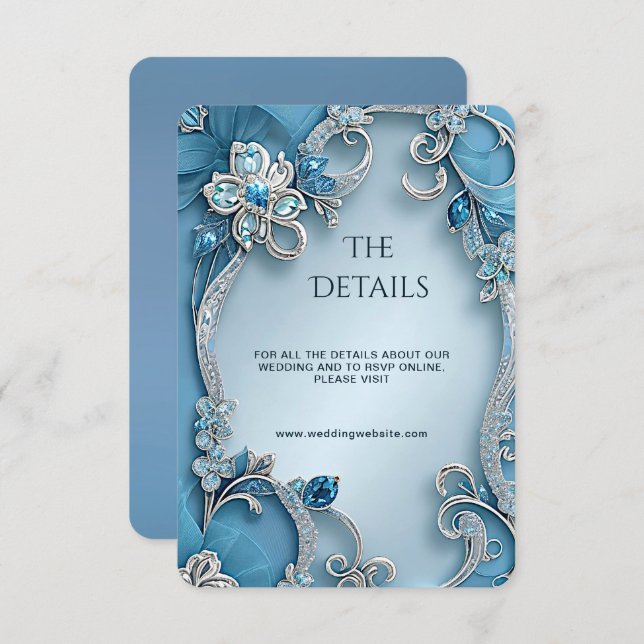 Blue Ornate Floral Detail Enclosure Card (Front/Back)